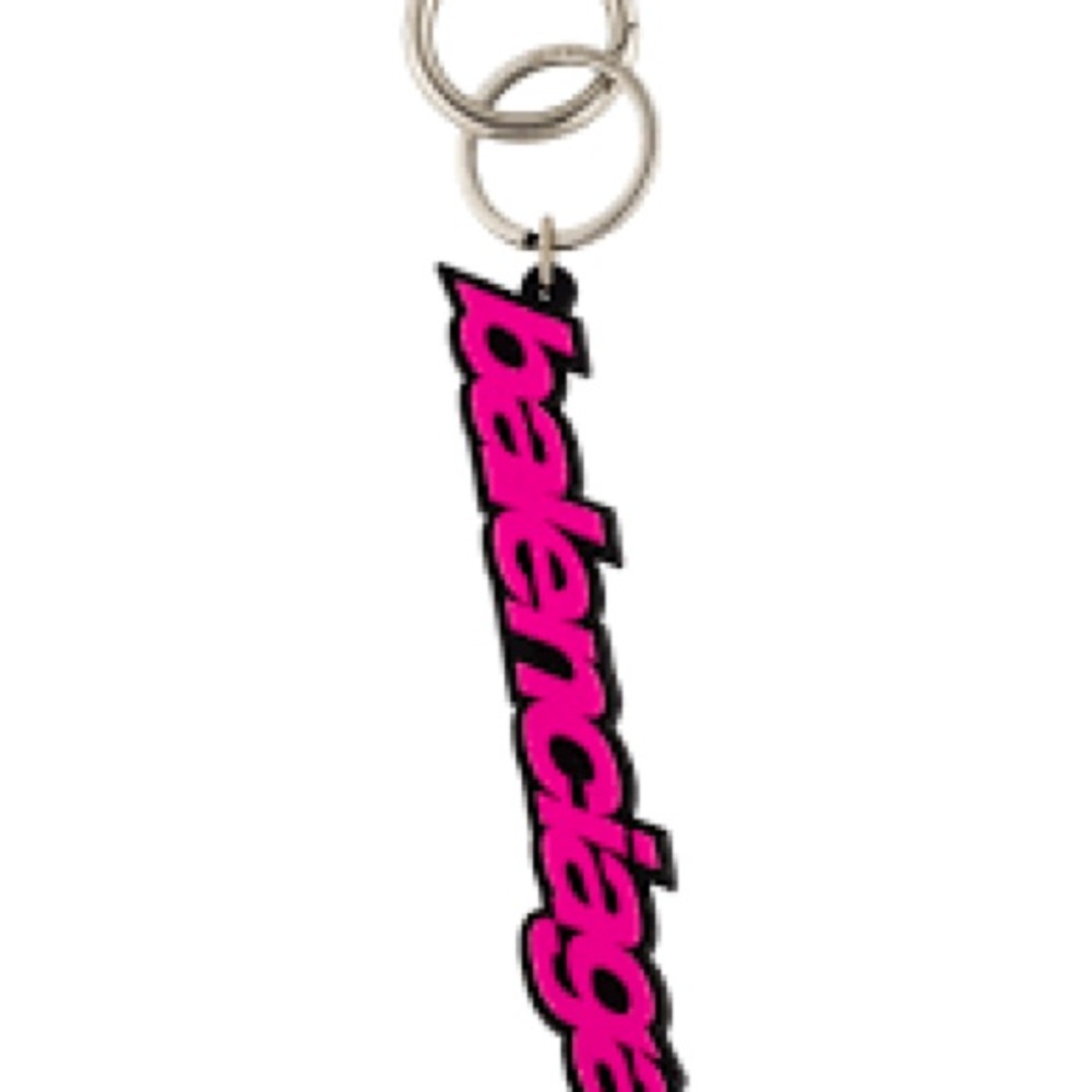 Balenciaga Vibrant Pink Logo Keychain